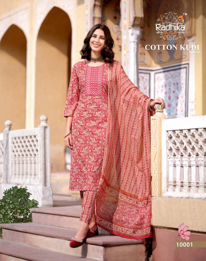 Cotton Kudi Vol 10 By Radhika Cotton Kurti With Bottom Dupatta Wholesale Shop In Surat
